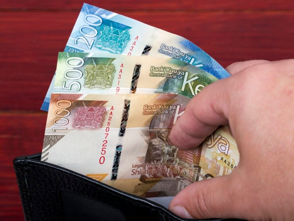 Kenyan Shillings in the black wallet